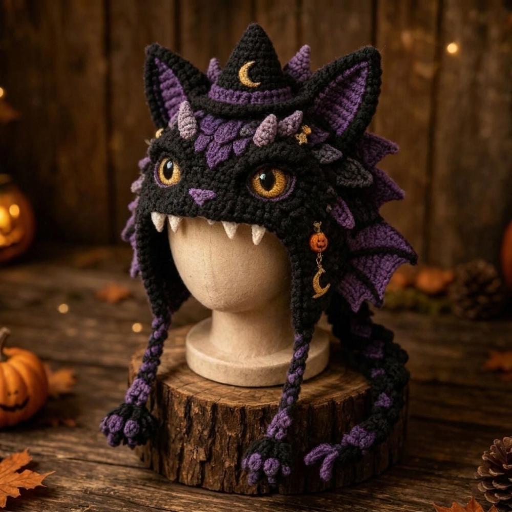 Warm Halloween Crochet Hood Kit for Adults Handmade Halloween Animal Hat Halloween Party