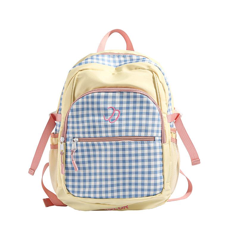 Schoolbag Japanese plaid girl style backpack cute large capacity lightweight nylon backpack college student versatile backpack