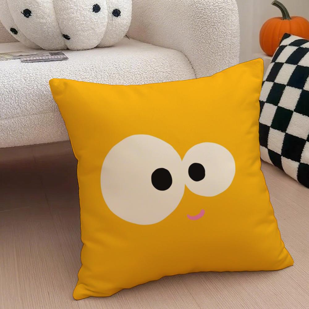 Cute Smile Cushion Cover Throw Pillow Cover Hidden Button Durable Polyester Chair Cushion