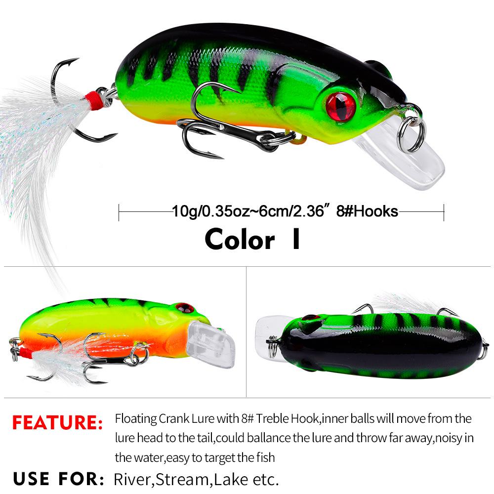 9-Color Mini Chubby Fishing Lure, 6.2cm, 10g, Model DW1109