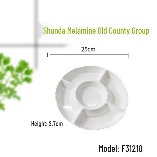 Melamine A5 Round Platter with Five Compartments for Snacks and Fruits