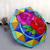 1pc Rose Stained Glass Pattern Automatic Folding Umbrella - Portable Collapsible Design, 8-Rib Iron Frame, Durable Fabric yy251125060
