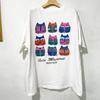 Vintage 00s Colorful Cat Faces Folk Art Graphic T-Shirt Size L Boxy