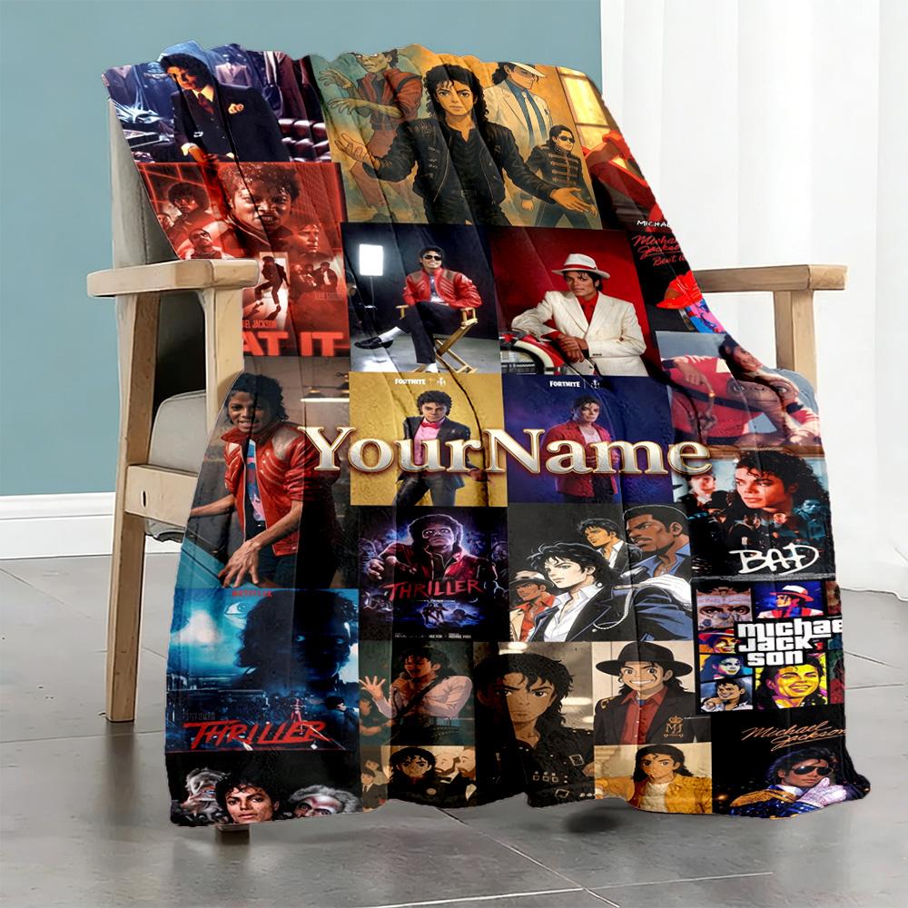 Michael Jackson 81 Customize Your Name Blanket Throw Personalized Blanket Warmthful Decor Throw For Nap Office Chair Picnics Seaside