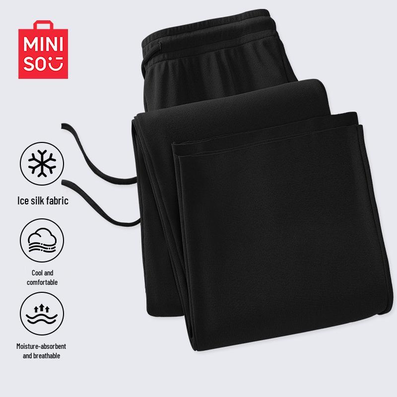 Женские брюки-клеш из ледяного шелка MINISO M чёрный