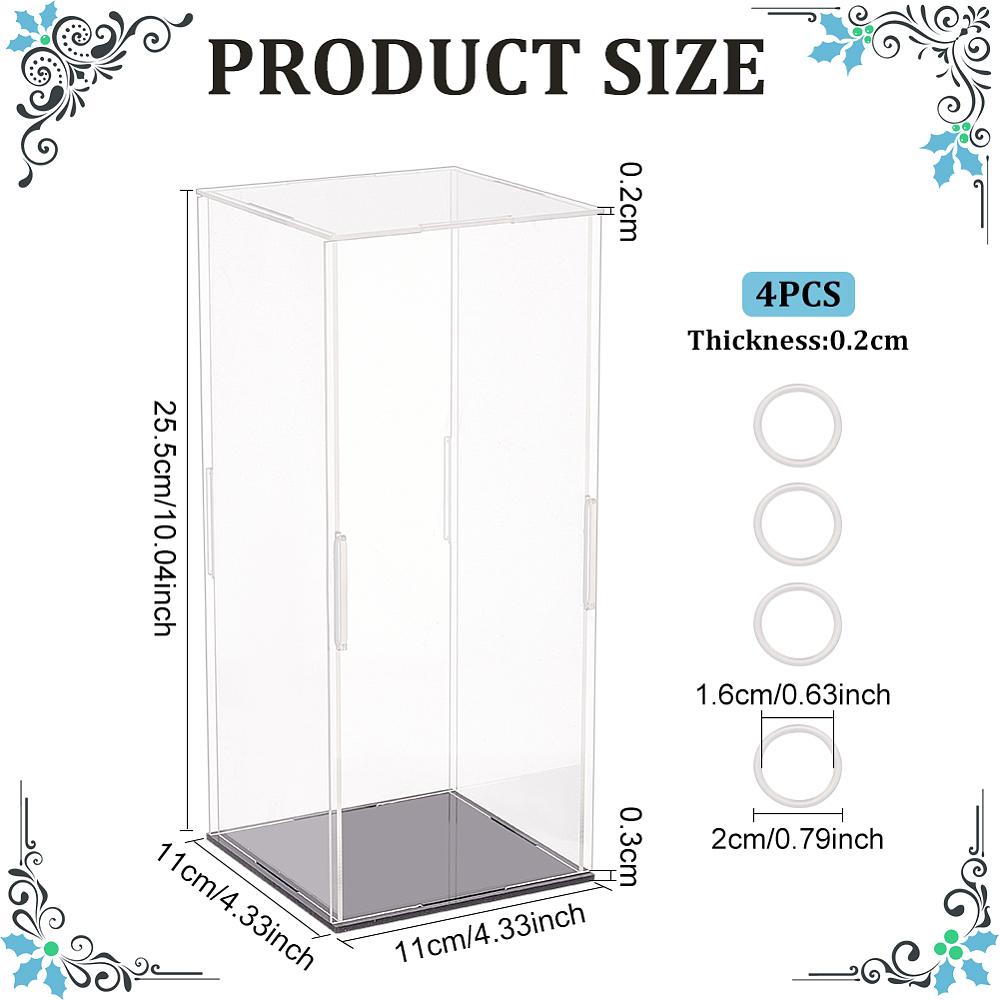 1set Rectangle Transparent Acrylic Minifigures Display Boxes with Black Base for Models Building Blocks  Display Holders Clear 11x11x25.5cm
