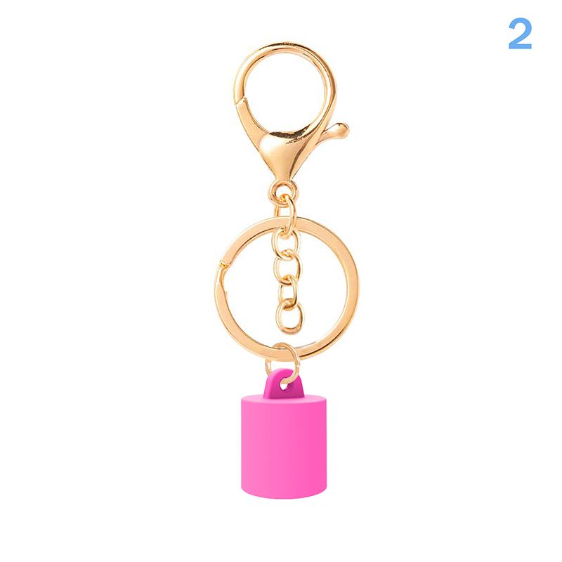 

1 Pcs Practical Silicone Keychain Cap Accessories Portable Durable Holder Keyring Compatible For Lipgloss Storage And Balm Cap 2 рожевий червоний колір