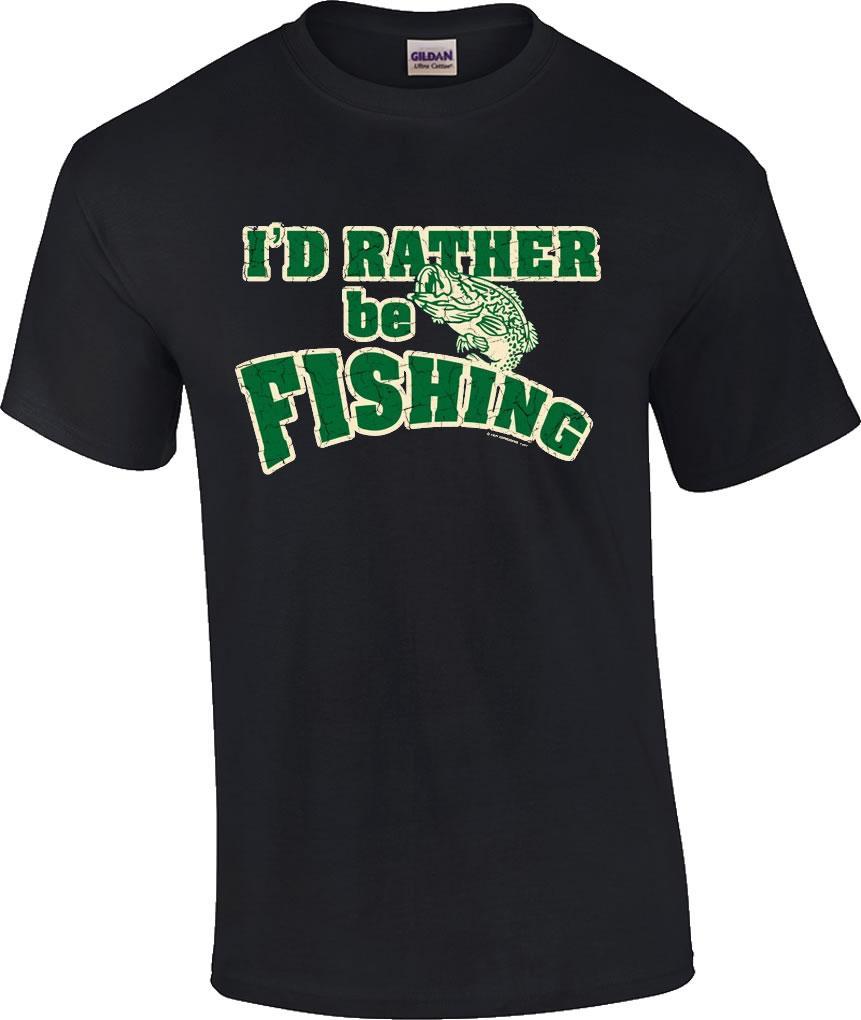 I d Rather Be Fishing Bass Fisherman Fish T-Shirt XXL