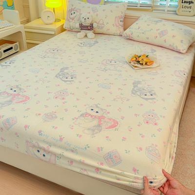 Winter Milk Velvet Printed Single Fitted Sheet, New Thickened and Velvet Mattress Protector, All-inclusive Bed Sheet