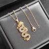 Vintage Chinesisches Drachen Tierkreiszeichen Anhänger Halskette Kette Unisex Mode Gotisch Amulett Talisman Strass Schmuck Party Geschenk