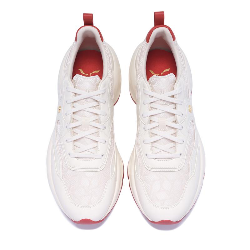 Li-Ning 1990 Classic Series Sports Fashion Rebound Slip-Resistant Durable Low-Top Casual Shoes Women sneaker Beige ALFV016-1