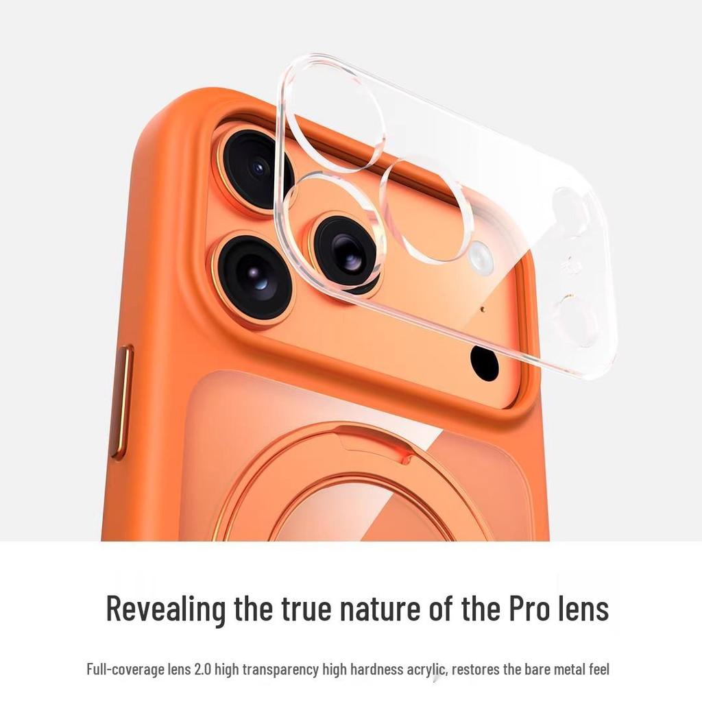 iPhone 17 Pro Max Case with Rotating Magnetic Stand and Full Coverage Lens Protection
