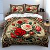 Vintage Floral Rose Bouquet Bedding Duvet Cover Set Duvet Cover Pillowcases  (1*Duvet Cover 2*Pillowcases, Without Duvet Insert)