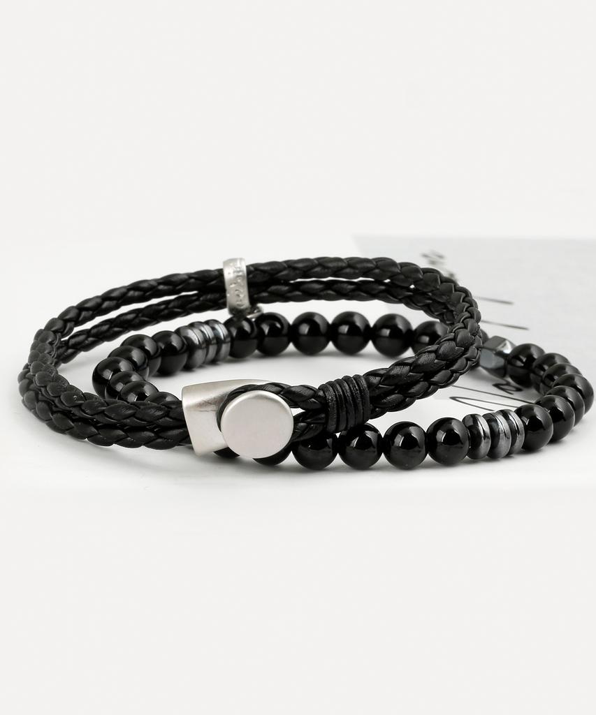 Shoveoff [Set] Svb-#198 Leather/Onyx Bracelet Set