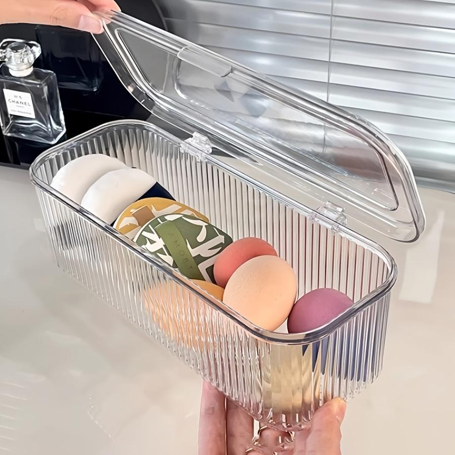 Clear Acrylic Makeup Organizer, Dust-Proof Flip Top Lid Storage for Brushes & Lipsticks. Portable Cosmetic Box.