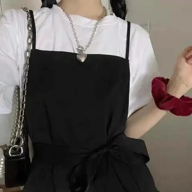 Strap skirt girls summer year new middle school high school students sweet suspender long dress dress set