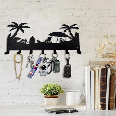 Attractive Metal Key Rack 7 Hook Wall Mount for Organization Unique 7 Hook Key Organizer: Metal Wall Mount for Hallway