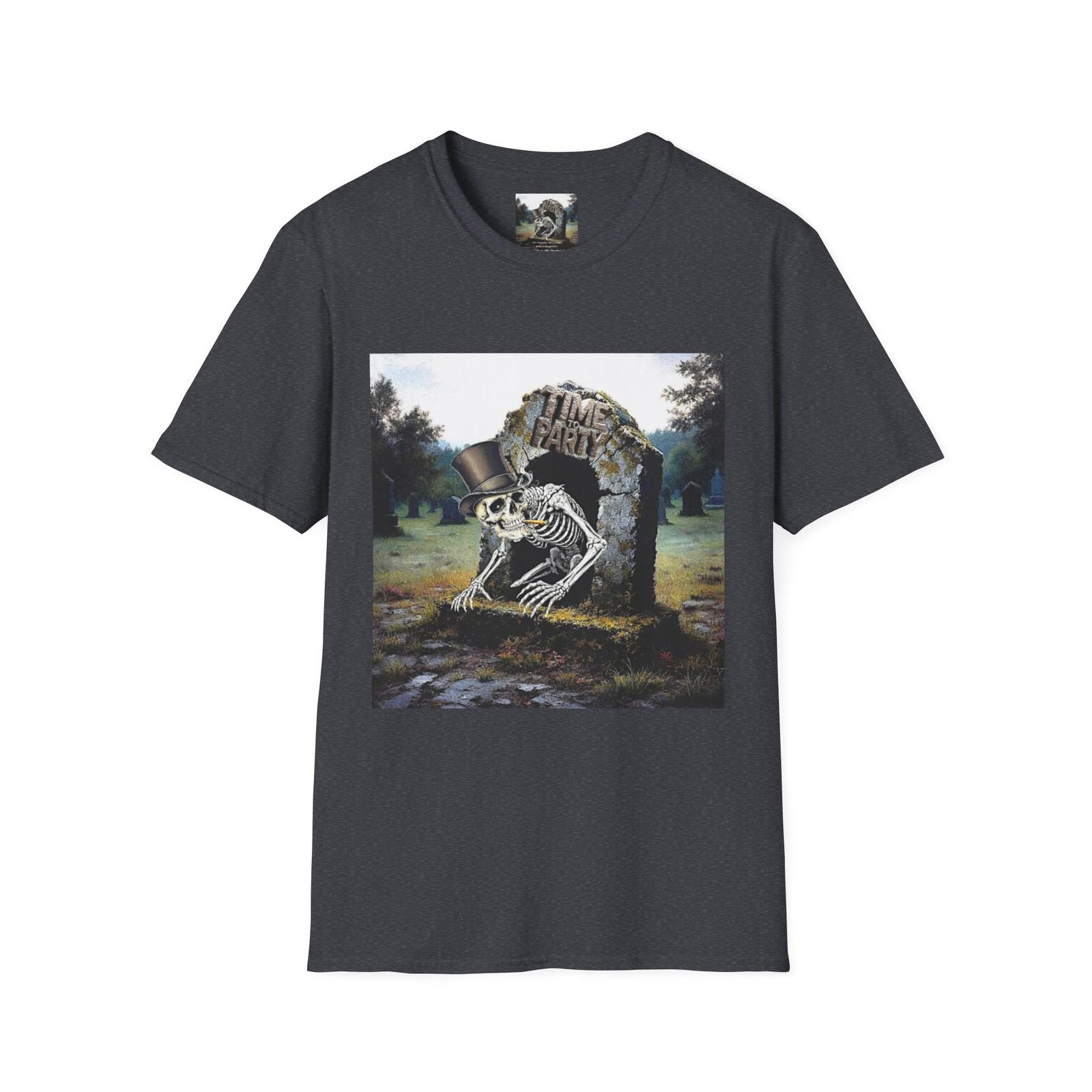 

Time To Party Skeleton in Top Hat T-Shirt | Graveyard Gothic 5XL різнокольоровий