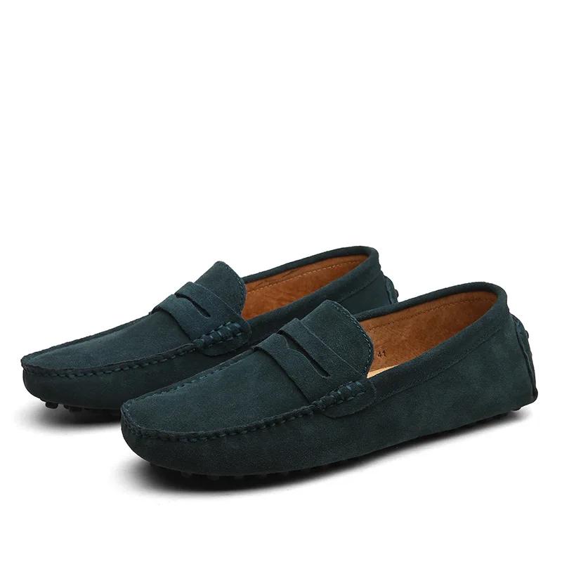 Autumn outdoor oversized Male shoes Suede Casual Men footwear Handmade Genuine Leather Loafers Fashion non Slip Men's Flats