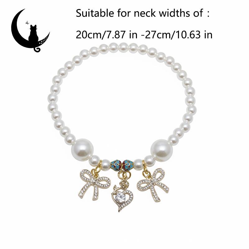 Rhinestone Pet Necklace Collar for Dogs & Cats with Pearl Pendant
