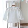 Girls' White Cotton Peter Pan Collar Long Sleeve Shirt for Spring & Autumn