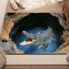 2D Print Crocodile Door Mat Cave Water Design Welcome Entrance Rug Pranks Visual Illusion Soft Non-Slip Doorway Decorative Mat