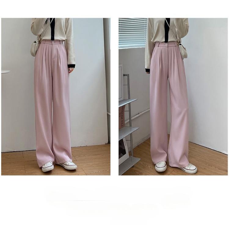 High-End Feel Grey Suit Pants with Slimming Effect for Women Spring Summer Casual Petite Height Slim Skinny Wide Leg Pants
