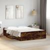 Bed Frame with Drawers Smoked Oak 140 X 190 Cm Wood Based Material