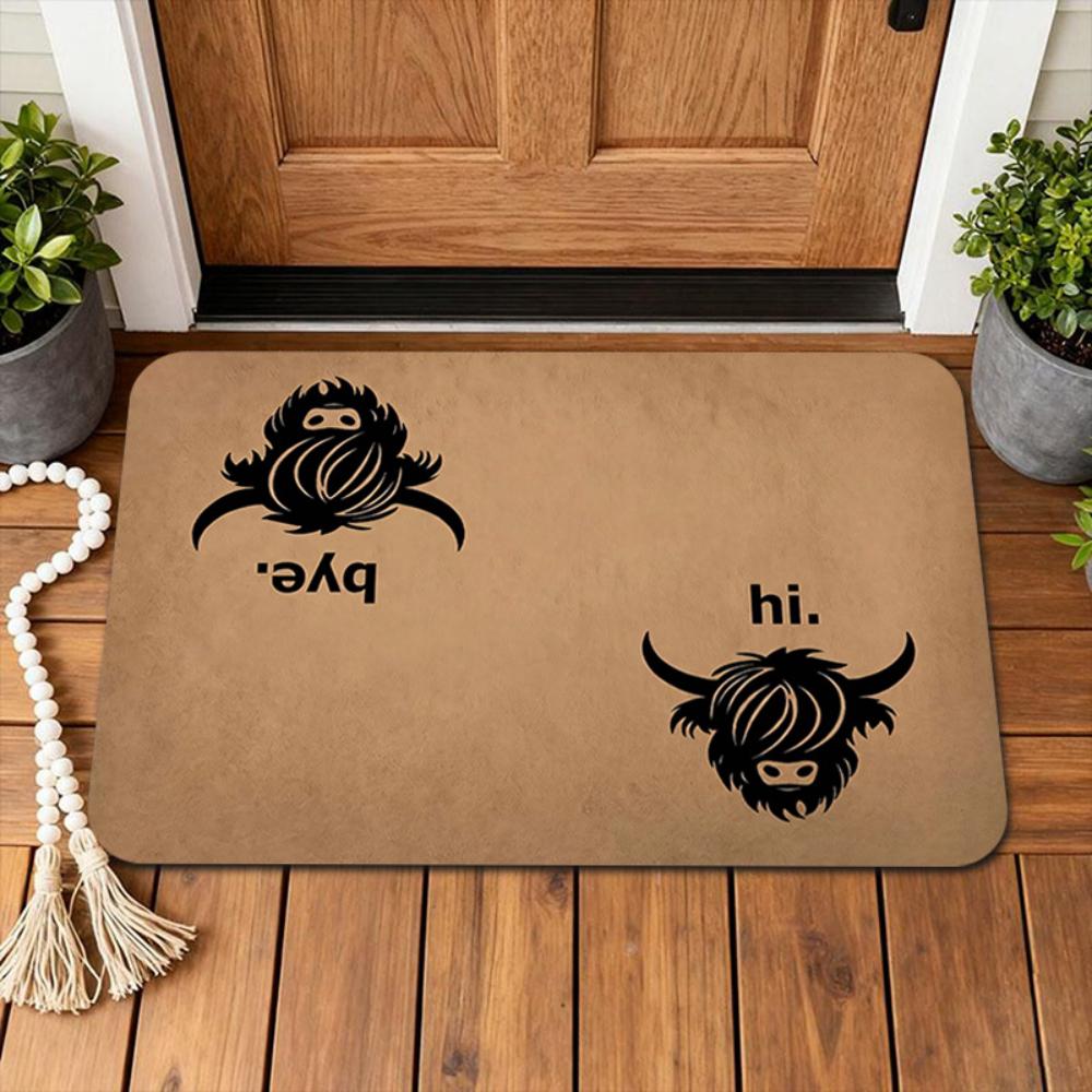 Farm Animal Cow Pig Horse Highland Cattle Print Doormat Entryway Front Hall Indoor Hallway Home Decor Welcome Letter Farm Mat