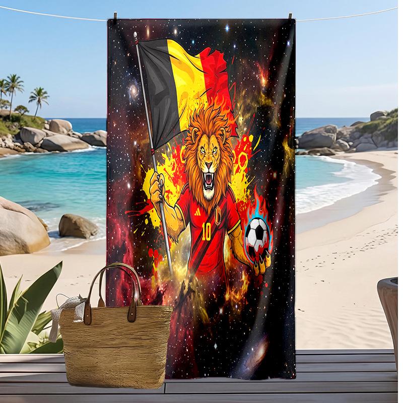 Asciugamano da Spiaggia Stampa Calcio Belgio Asciugatura Rapida Super Assorbente Morbido Asciugamano da Bagno per Nuoto Spiaggia Viaggio Souvenir Regalo