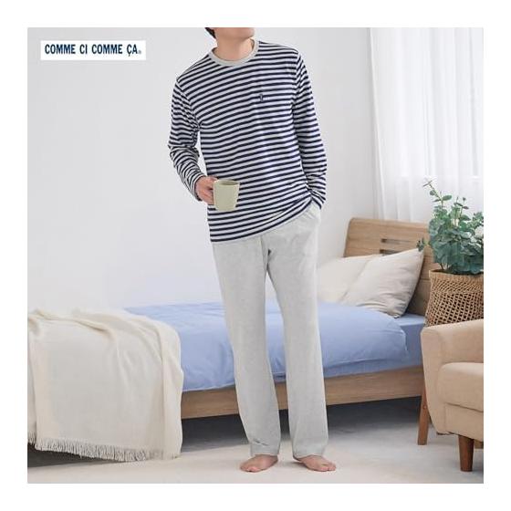 GUNZE Room Wear Men's Long Sleeve Long Pants T-shirt Striped Men's