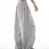 ICH MODE Women's Summer Loose Straight-Leg Parachute Cargo Pants