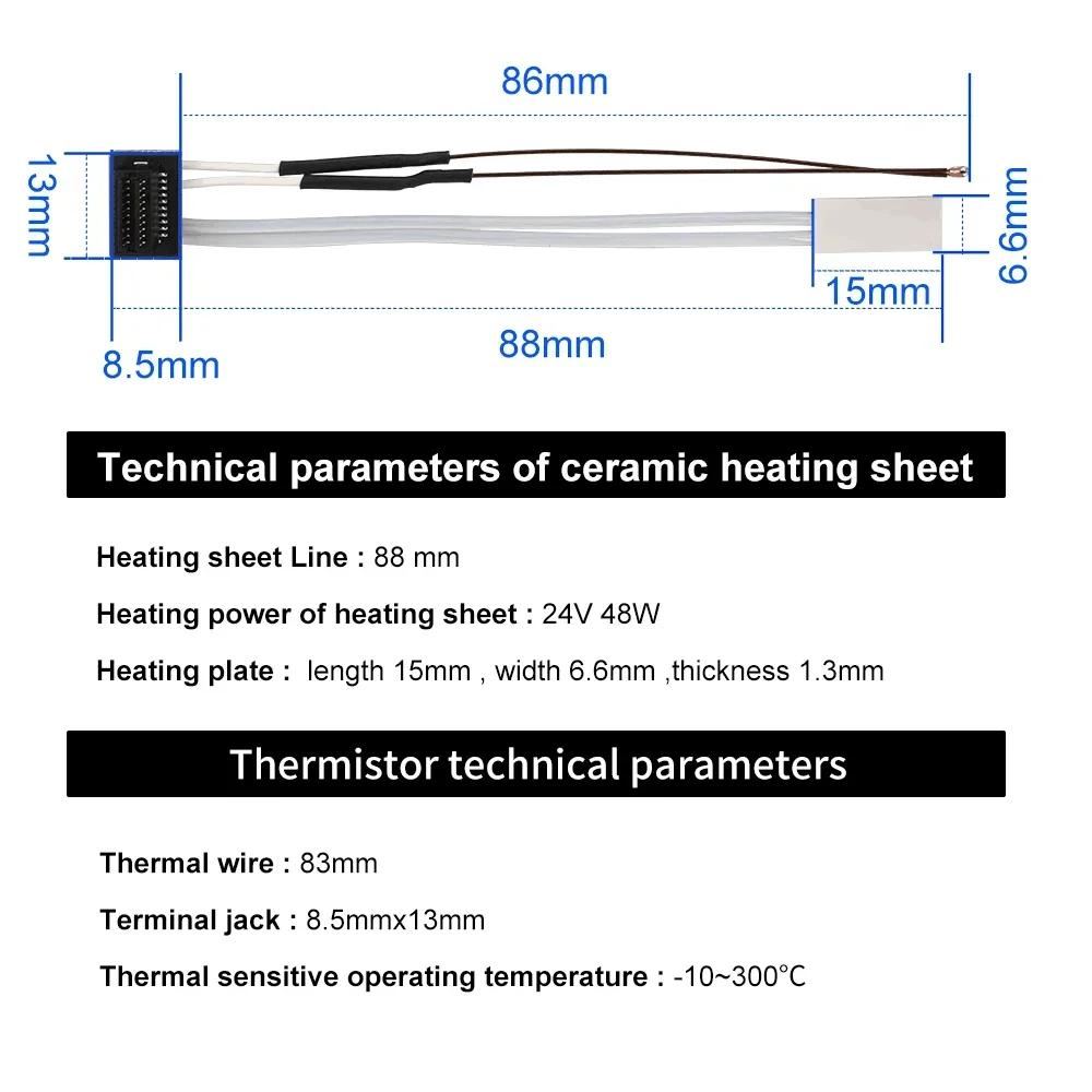 For Bambu Lab P1P Thermistor P1S Ceramic Cartridge Heater 24v 48w Heating Tube for Bambulabs X1 X1C Thermistor Hotend