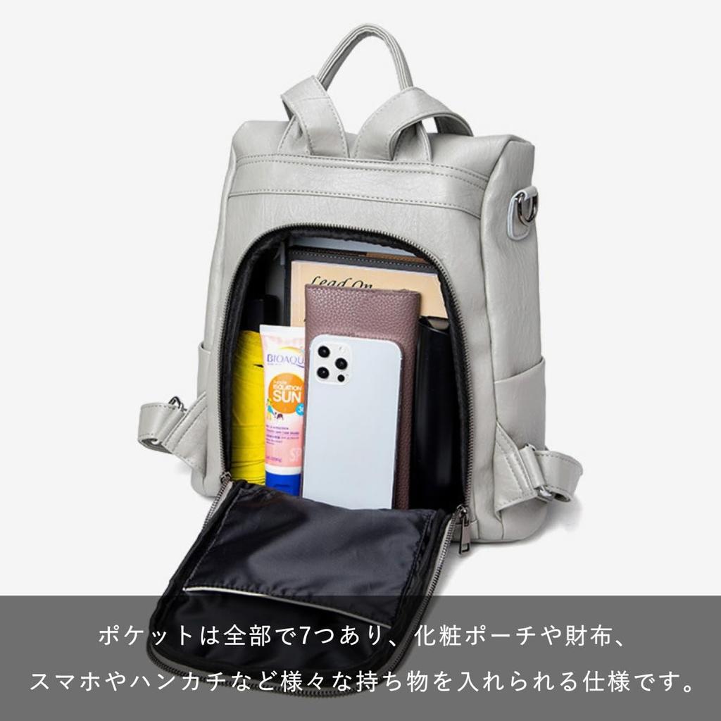 Lopis Stylish Functional PU Leather Shoulder Bag Women's Backpack, Lightweight, Waterproof, Anti-theft, (Brown)