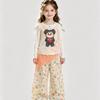 Girls' Cartoon Print T-Shirt & Wide-Leg Pants Set