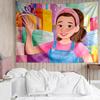 Ms.-Rachel Print Tapestry, Backdrop, Easy Setup, Ideal for Bedroom, Office & Living Room, with Aesthetic Wall Hanging Decor.