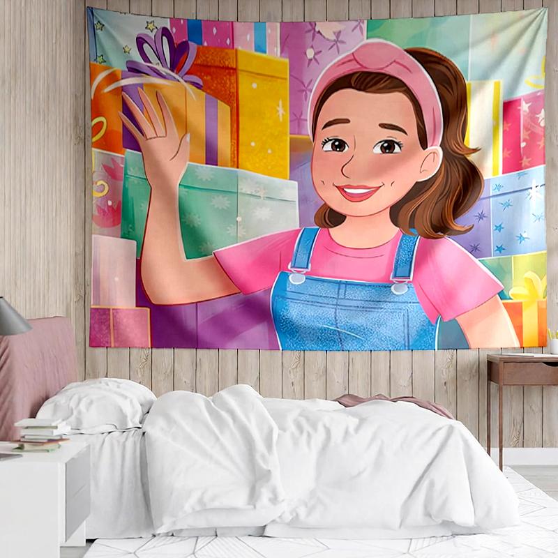 Ms.-Rachel Print Tapestry, Backdrop, Easy Setup, Ideal for Bedroom, Office & Living Room, with Aesthetic Wall Hanging Decor.