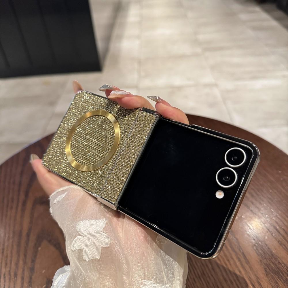 For Samsung Galaxy Z Flip 7 Case Fashion Glitter Magnetic Wireless Charging Protective Back Cover for Samsung Z Flip 7 Shell