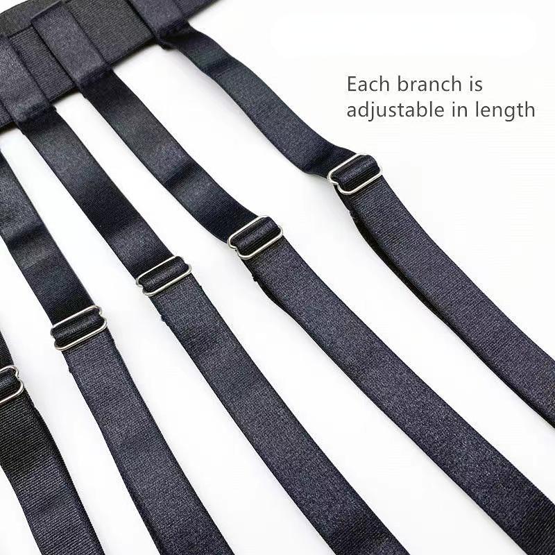 Schwarzer Simplicity Sexy Strumpfgürtel für Damen, Oberschenkelhohe Strümpfe, verstellbarer elastischer Beinstrumpfgürtel, 4/6 Metallclips