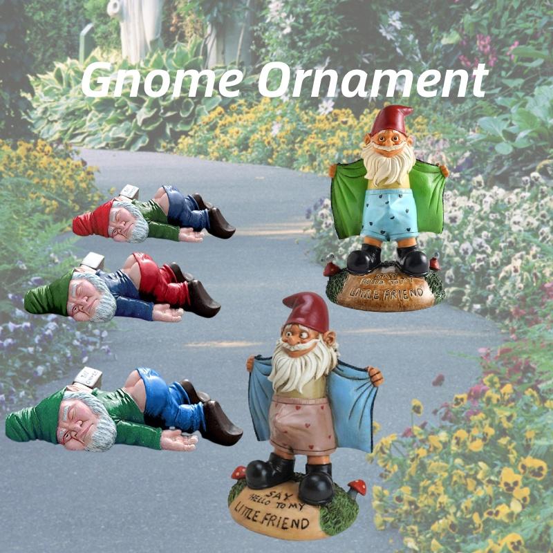 Statue Garden Gnome Naughty Ornaments Funny Home Miniature Statue Resin Dwarfs