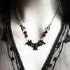 Goth Jewelry Bat Pendant Necklace with Adjustable 41-50 cm Chain and Faceted Bead Detail for Daily Wear Costume Looks