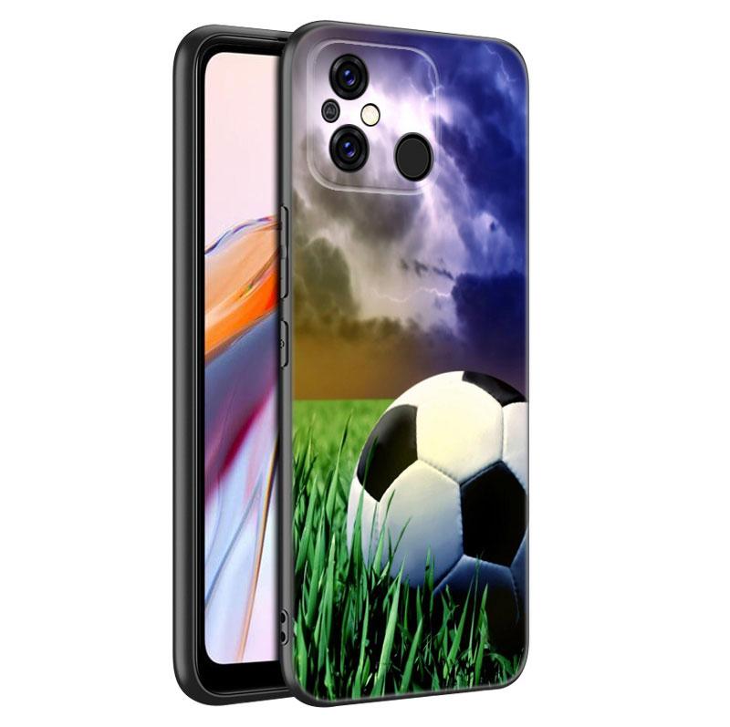 Football Field Black Phone Case For Xiaomi Redmi 11 Prime 11A 12C 13C A1 A2 Plus 12 4G 10 5G 8A 9A 10A 9C 10C 9i 12R Note 9T