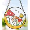 A44Z-1 PCS Mushroom Stained Window Wall Hanging Ornament 16X16cm Panel Decor For Home Gift For Nature Plant Mushroom Lovers