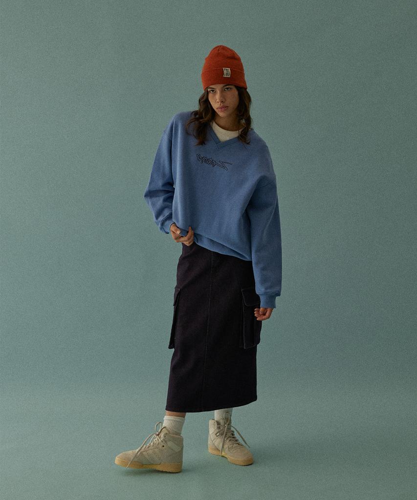 Mc Wood Gun Ronas 7994 Big Pocket Non-Fade Dark Indigo Denim Long Skirt