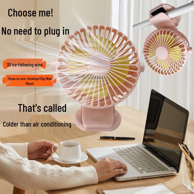Rechargeable USB Tent Fan with LED Light - Portable, High Power for Camping