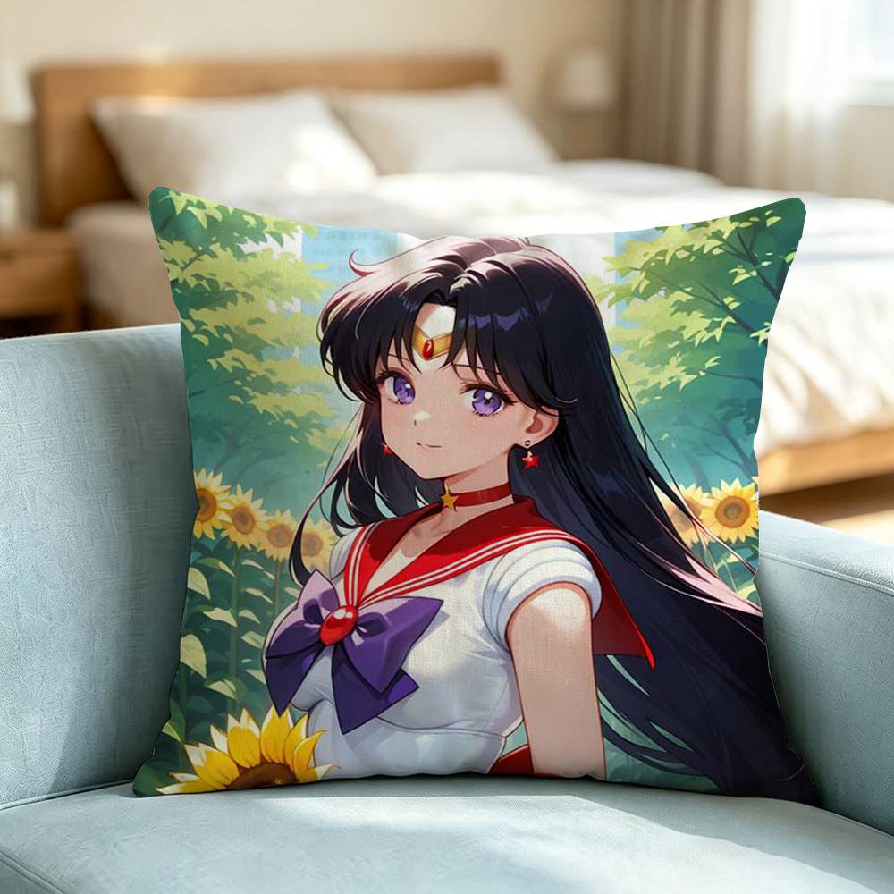 Sailor Moon Hino Rei-I Pillow Case Square Double-Sided Sofa Cushion Cover Bedroom Bedside Pillow Gift