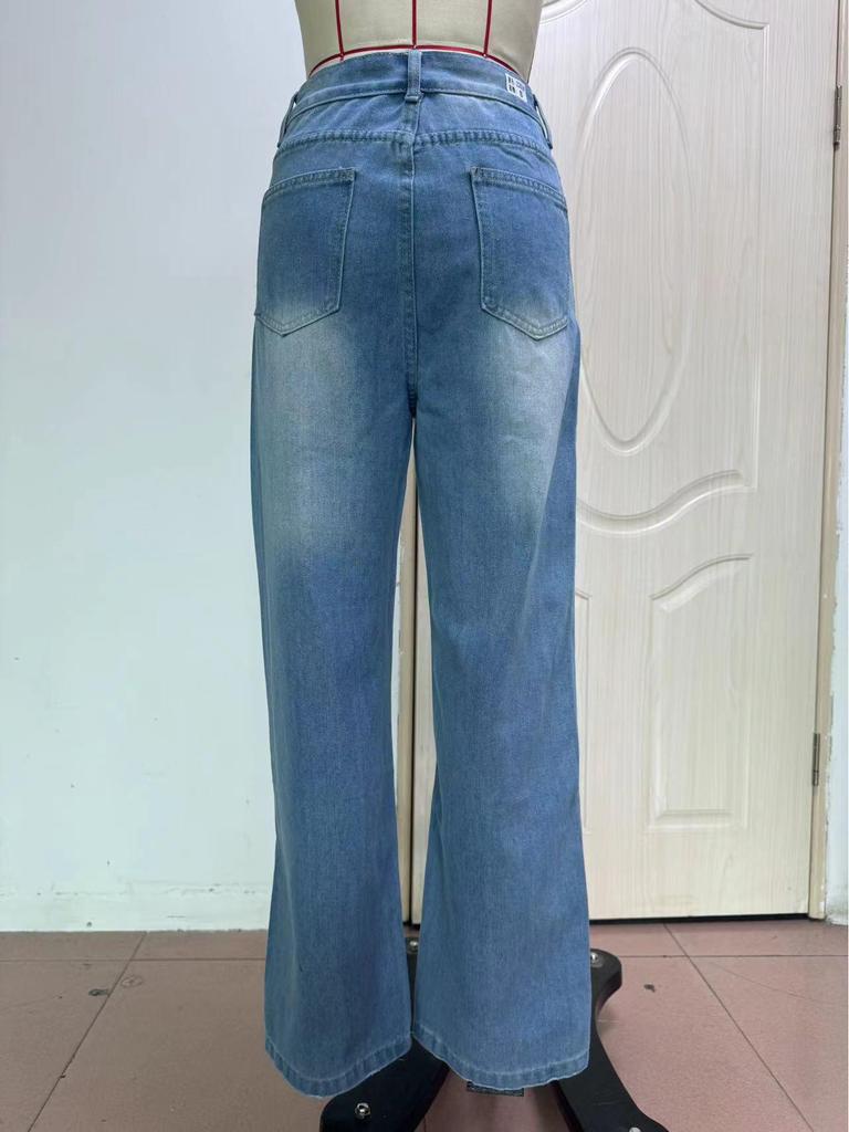 Retro Fashion Wide-Leg Straight Jeans for Women