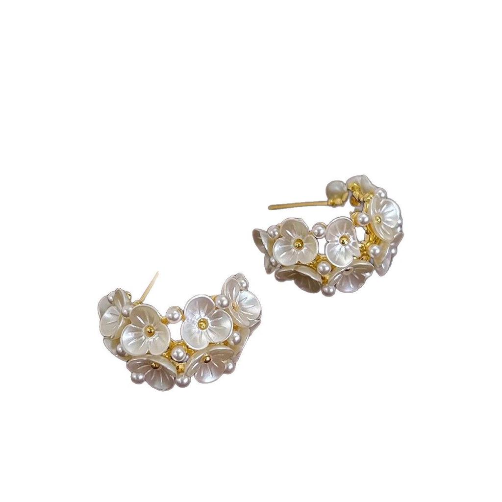 Elegant Rhinestone Beaded Flower Tassel Earrings for Women - Delicate Forest-Inspired Ear Studs