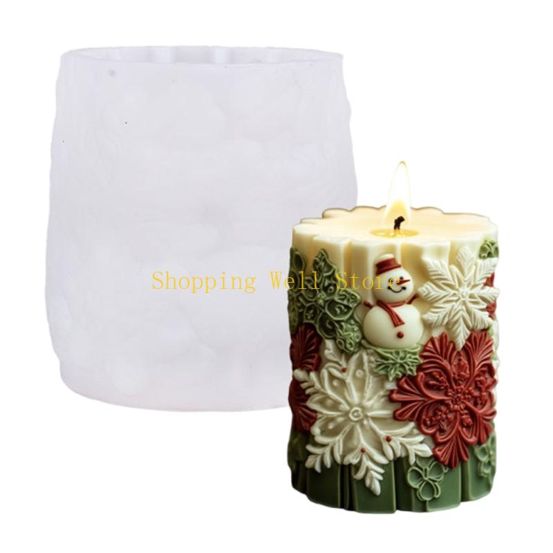 KX4B Multiurpose Cylinder Silicone Mold Christmas Silicone Mold For Handmade Soap Holiday Decoration
