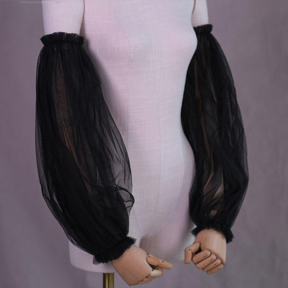 Detachable Bridal Arm Sleeves Breathable Pleated Puff Sleeve Lantern Long Sleeves Wedding Party